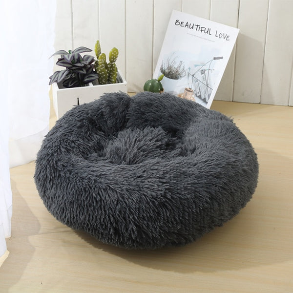 Round Cat Bed Dogs Bed House Kennel Pet Mats Soft Long Plush Mat Pet Warm Basket Cushion Cats House Sofa Machine Wash Kennel