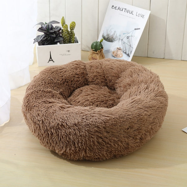 Round Cat Bed Dogs Bed House Kennel Pet Mats Soft Long Plush Mat Pet Warm Basket Cushion Cats House Sofa Machine Wash Kennel