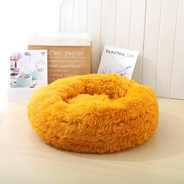 Round Cat Bed Dogs Bed House Kennel Pet Mats Soft Long Plush Mat Pet Warm Basket Cushion Cats House Sofa Machine Wash Kennel