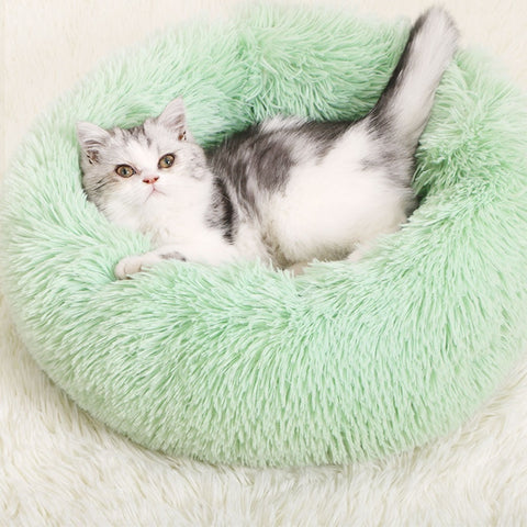 Super Soft Long Plush Cat Bed Pet Mat House Dog Bed Winter Warm Sleeping Cats Nest Round Cat Cushion Comfortable Pets Products