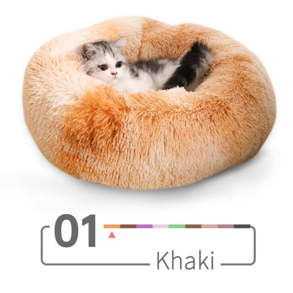 Super Soft Long Plush Cat Bed Pet Mat House Dog Bed Winter Warm Sleeping Cats Nest Round Cat Cushion Comfortable Pets Products