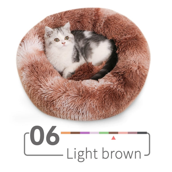 Super Soft Long Plush Cat Bed Pet Mat House Dog Bed Winter Warm Sleeping Cats Nest Round Cat Cushion Comfortable Pets Products